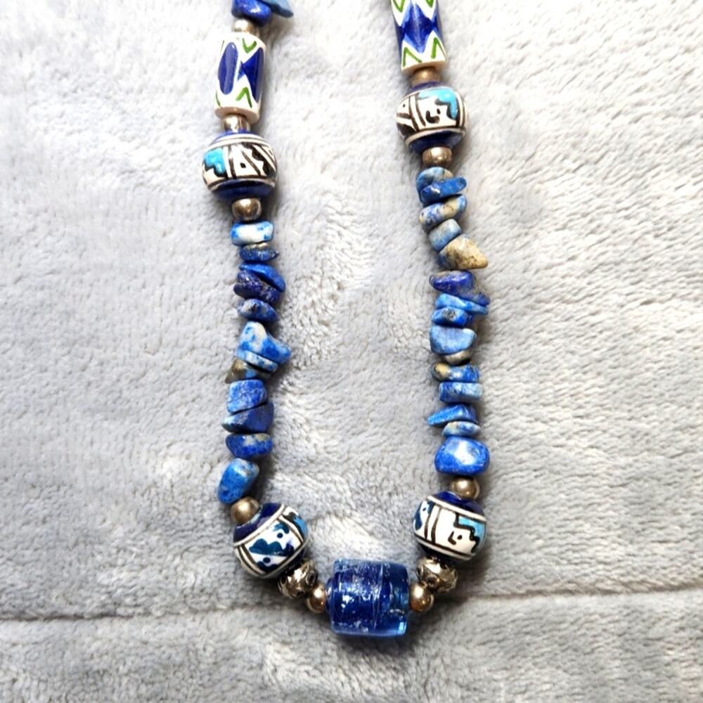 Vintage Native American Inspired Necklace | Hand-Painted Tribal Jewelry